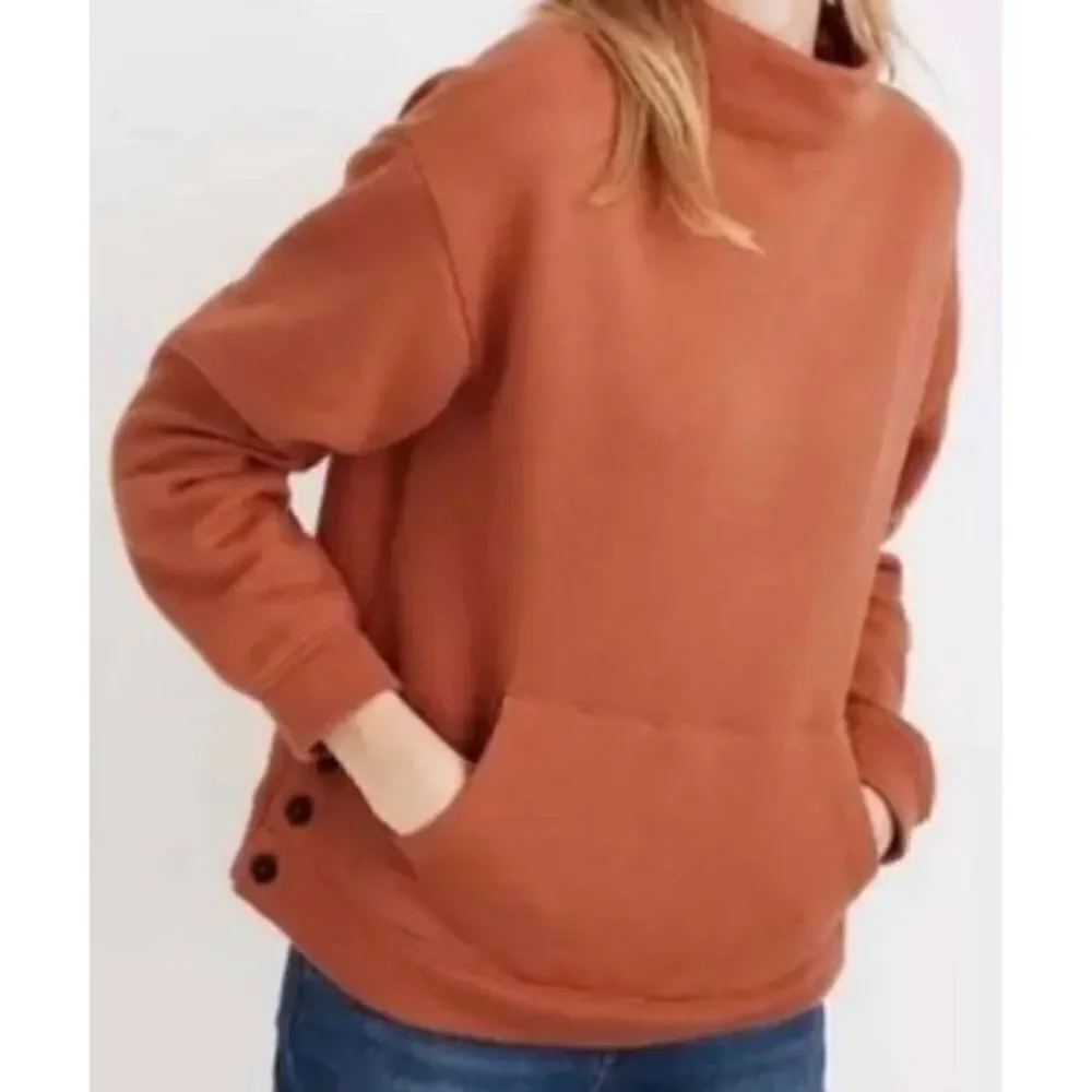 Madewell MWL Betterterry Mockneck Side-Button Sweatshirt Terracotta Size MEDIUM - Picture 7 of 7